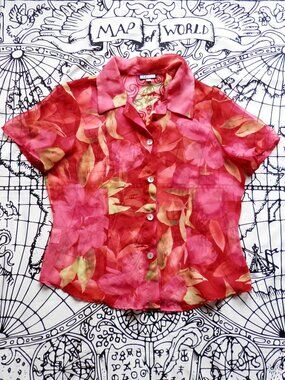 Believe Y2K Sheer Chiffon Floral Button-Up Top